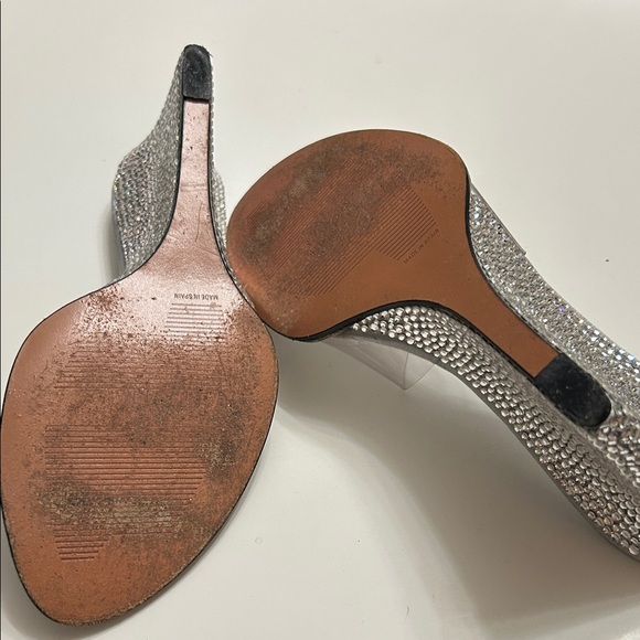 Stuart Weitzman Crystal-Embellished Silver Wedges - Picture 7 of 8